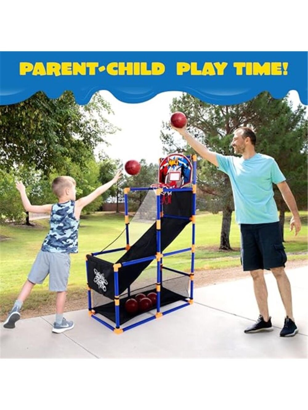 Arcade Basketball Game Set with 4 Balls and Hoop for Kids 3+ Years Old Indoor - Picture 5 of 6